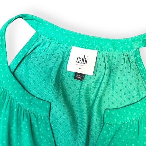 CABI Women’s Green Swiss Dot Sleeveless Racerback Blouse Size Large Style #5549 - Picture 5 of 7